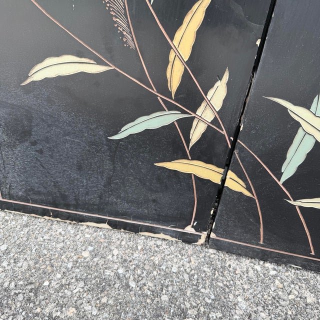 Vintage Chinese Hand Carved and Painted Crackled Room Divider/Screen For Sale - Image 12 of 12