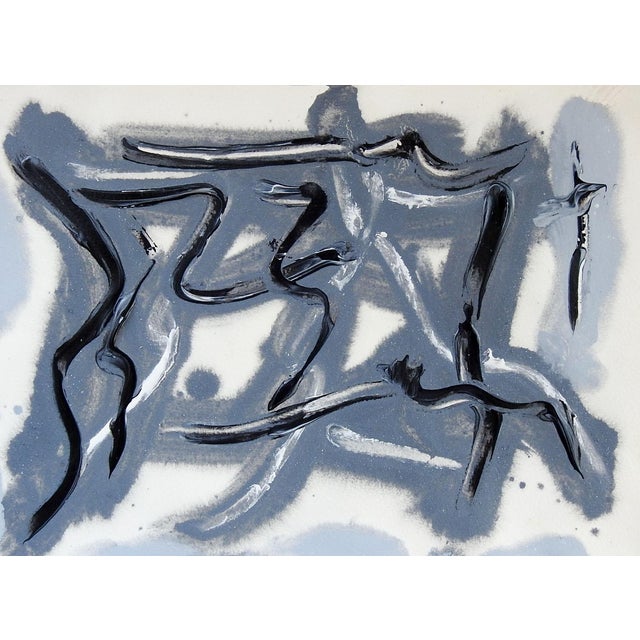 Mid Century Gray Monochrome Abstract Painting For Sale