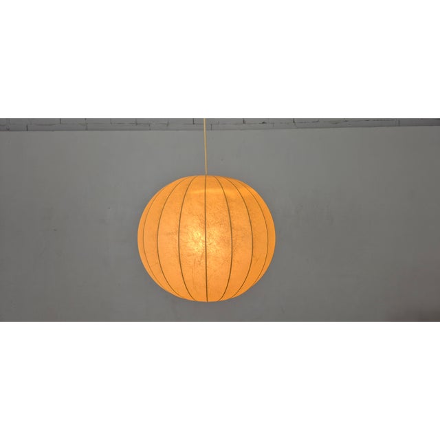 Beige Vintage Cocoon Pendant Lamp, Italy, 1960s For Sale - Image 8 of 15