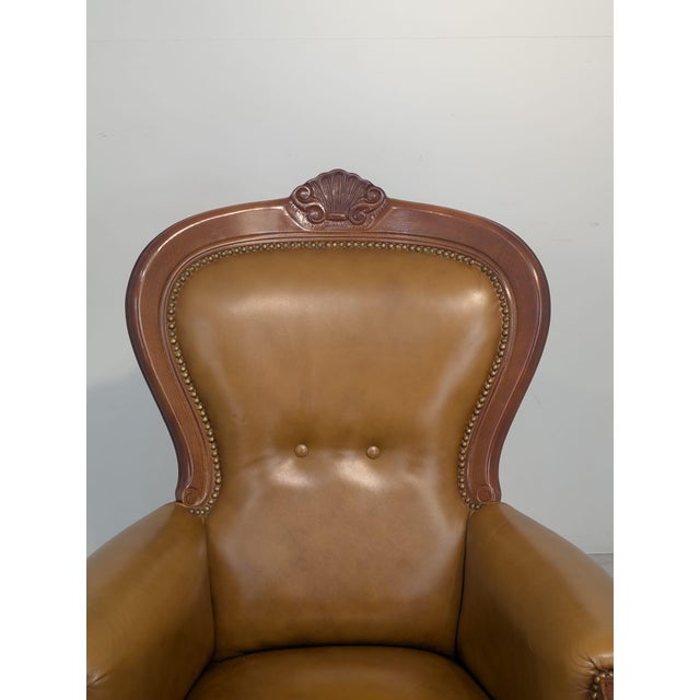 Chippendale Leather Armchair, 1960s For Sale - Image 3 of 18