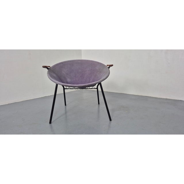 Hans Olsen Sueded Purple Balloon Chair by Hans Olsen for Lea Furniture, Denmark, 1950s For Sale - Image 4 of 13