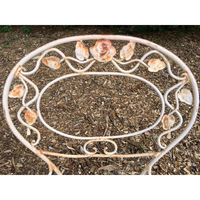 Vintage Woodard Chantilly Rose Wrought Iron Patio Table & Chairs - 3 Pieces For Sale - Image 9 of 12