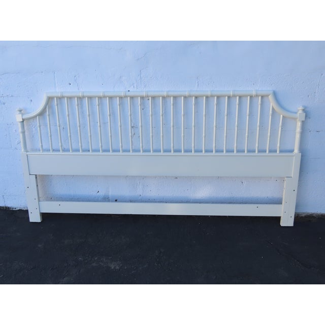 Wood Thomasville Hollywood Regency Faux Bamboo Painted King Size Headboard 6643 For Sale - Image 7 of 16