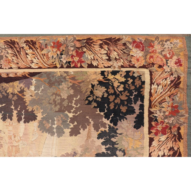 Antique French Tapestry With Woodland Landscape and Swan Design For Sale - Image 13 of 15