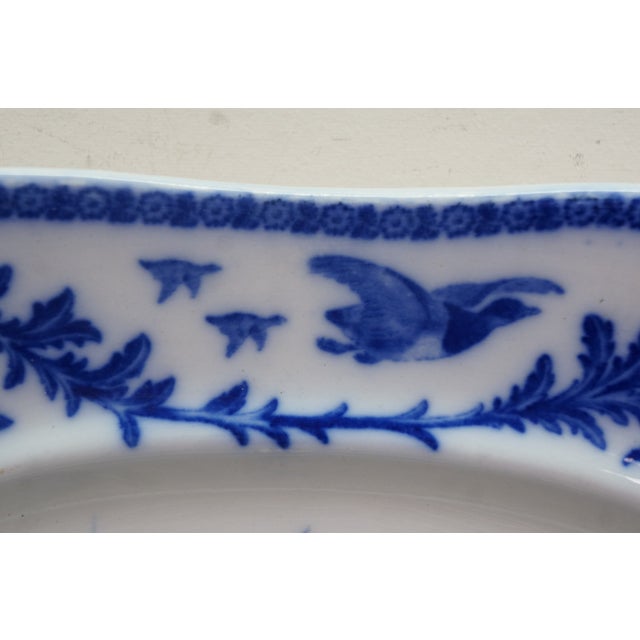 Antique Royal Cauldon Flow Blue Thanksgiving Turkey Meat Serving Platter 22" For Sale - Image 9 of 18