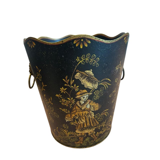 Chinoiserie Vintage Chinoiserie Wastebin For Sale - Image 3 of 9