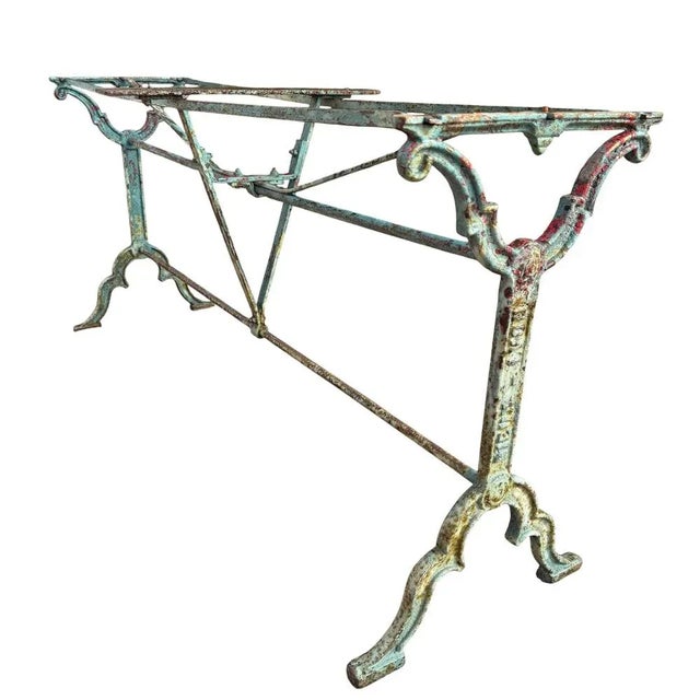 Double Bistro Table in Cast Iron and Lyonnaise Marble by Rieux, 1900s For Sale - Image 12 of 18