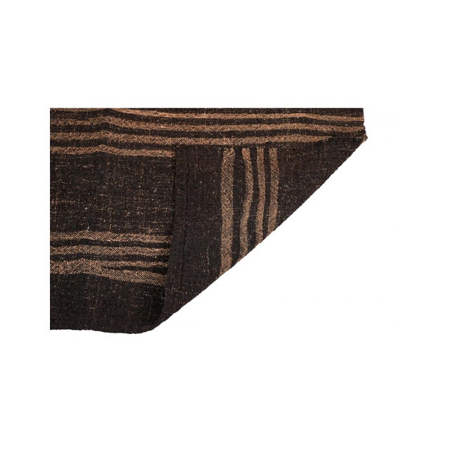1970s Vintage Brown Striped Kilim Rug - 4`2″ X 8`6″ For Sale - Image 5 of 6