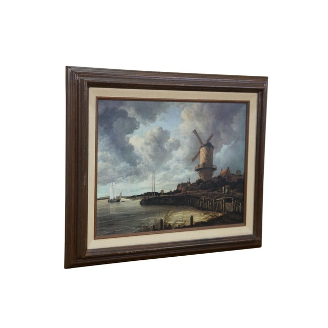 Vintage print on canvas depicting "The Windmill at Wijk bij Duurstede" by Jacob van Ruisdael. Show a landscape view of a...