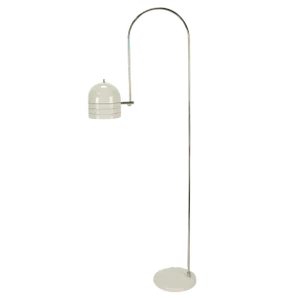Raymor Italian Chrome and White Enameled Metal Arced Floor Lamp