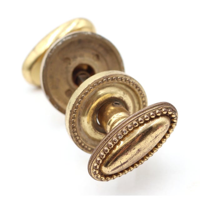Mid 20th Century Modern Brass Oval Concentric & Beaded Door Knob Set For Sale - Image 5 of 8