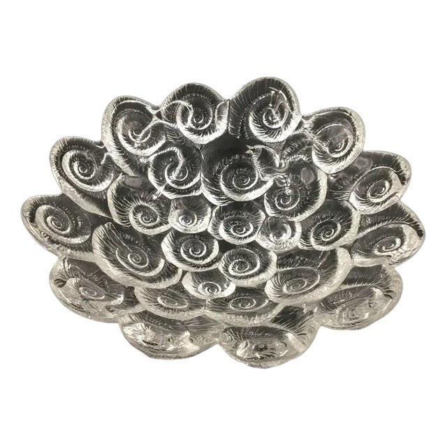 French Art Deco Glass Bowl with Shells and Fossil Motif, 1930s For Sale