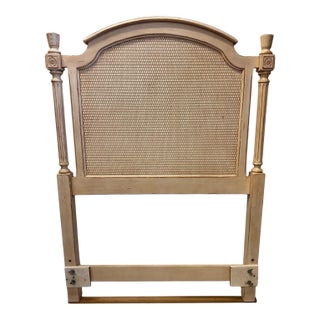 Vintage French Provincial Cream Rattan Twin Headboard For Sale