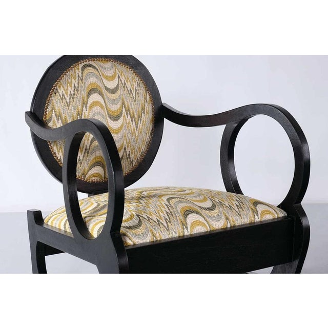 Set of Vintage Armchairs in Oak and Dedar Jacquard by Lajos Kozma, 1940s For Sale - Image 6 of 16