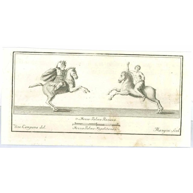 Ancient roman statues, from the series "antiquities of herculaneum", is an original etching on paper realized from a...