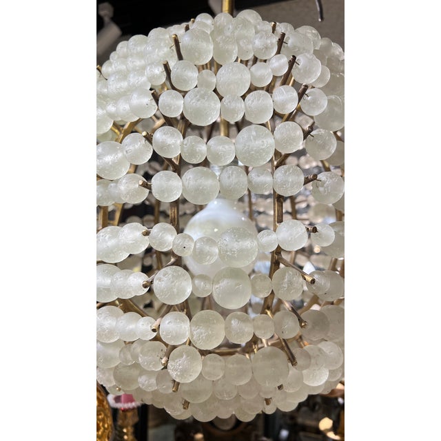 Mid-Century Modern Style Spherical Glass Bead and Brass Chandelier For Sale In New York - Image 6 of 10