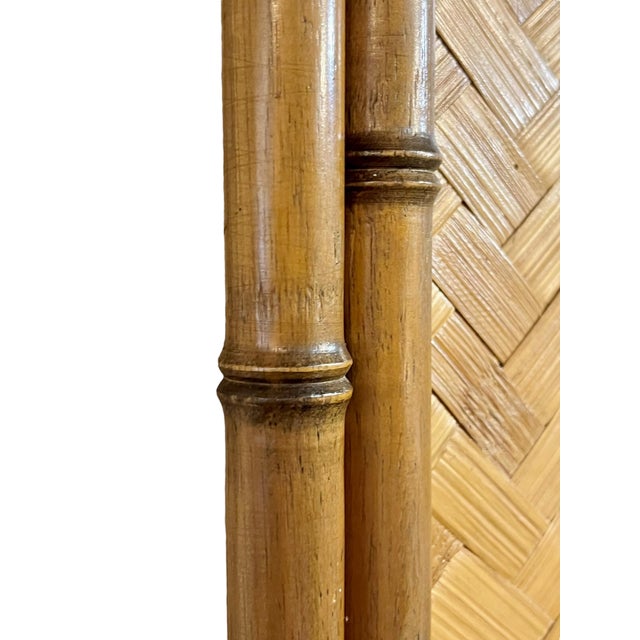 Mid-Century Modern Vintage Bamboo Rattan Octagonal Shape Mirror Coastal Boho For Sale - Image 3 of 10