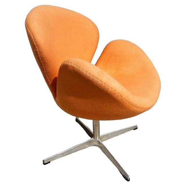 1990s Punmkin Orange Swan Chair in the Style of Arne Jacobsen For Sale - Image 5 of 7