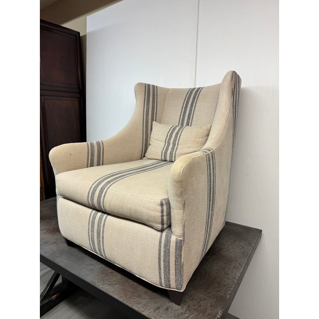 Transitional Cisco Brothers Lloyd Striped Arm Chair For Sale - Image 3 of 12