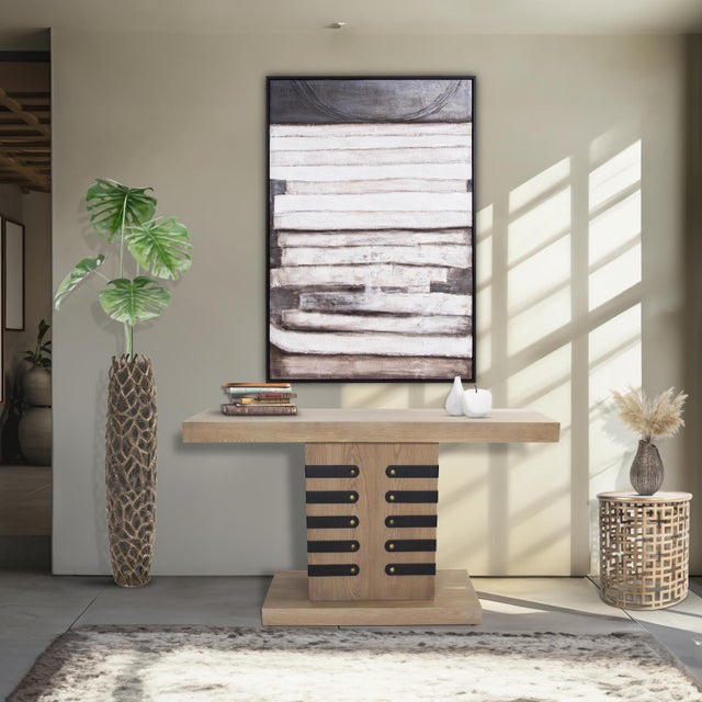 Robin Baron Leather Wrapped Console Table For Sale - Image 9 of 10