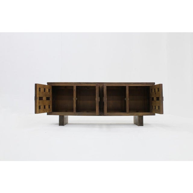 Vintage Brutalist Spanish Carved Credenza, 1960s For Sale - Image 9 of 13