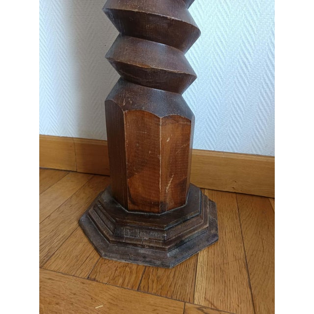 Screw-on Press Stand in Carved Wood, 1950s For Sale - Image 4 of 8