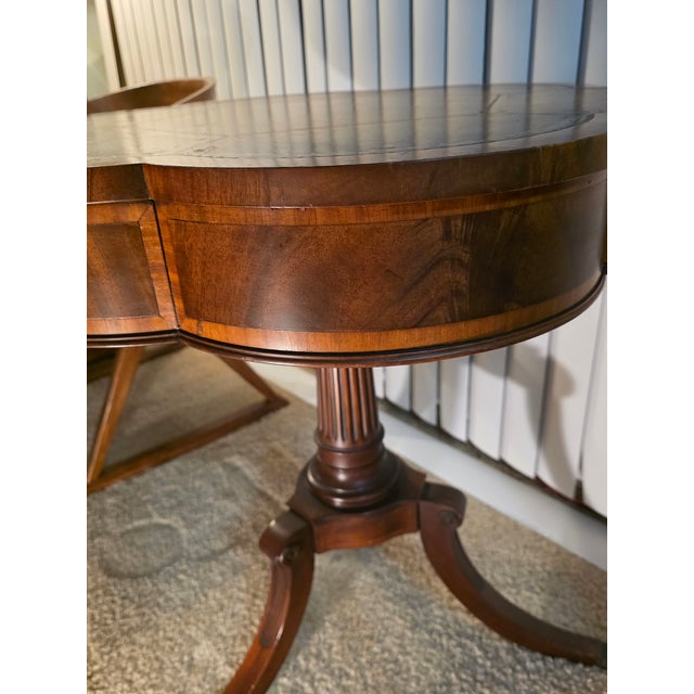 Auburn Cloverleaf (6-Lobed) Drum With Elaborate Inlay, Gilded Tooled Inset Leather Top, ca.1930s/40s, For Sale - Image 8 of 11