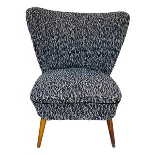 Vintage Cocktail Chair in Heather Grey Fabric, 1960s For Sale