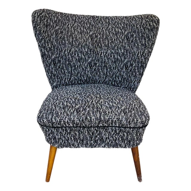Vintage Cocktail Chair in Heather Grey Fabric, 1960s For Sale