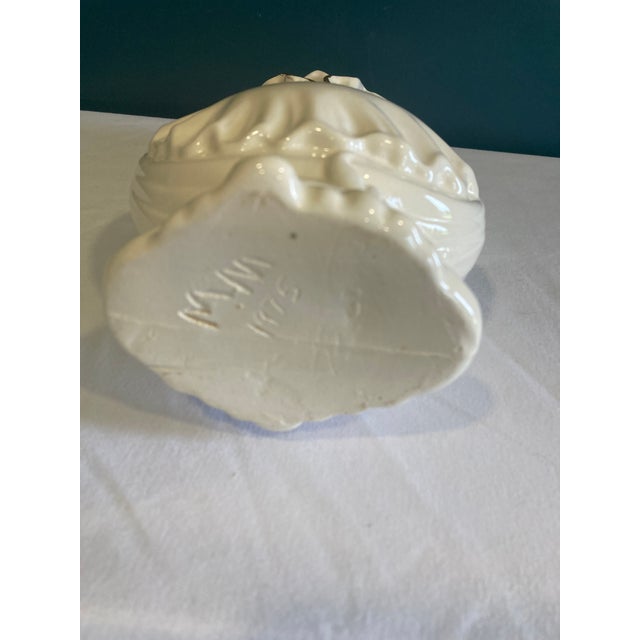 Vintage Rococo Revival White Ceramic Vase With Gold Trim and Scroll Handles For Sale - Image 9 of 9