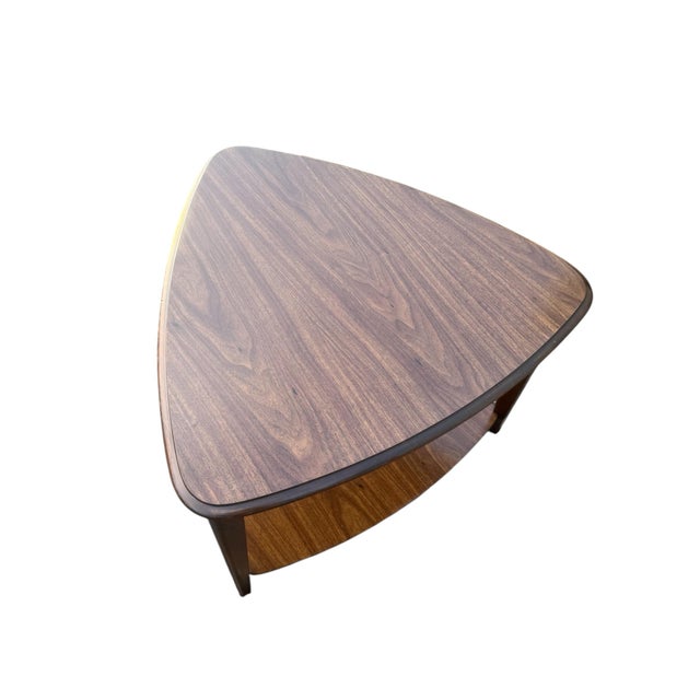 Vintage Mersman Mid-Century Modern Walnut Guitar Pick Two-Tier End Table, Model 63-5 For Sale - Image 10 of 11
