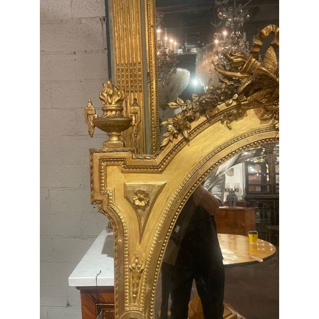 19th C. French Louis XVI Giltwood Mirror For Sale - Image 4 of 8