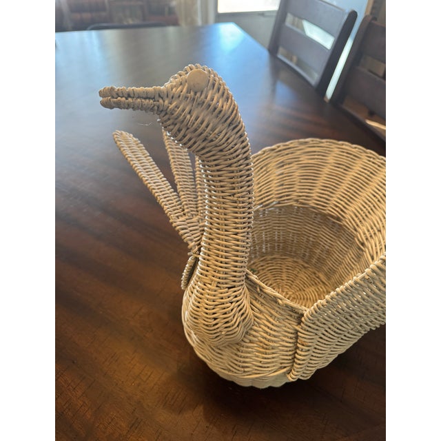 Mid 20th Century Large Wicker White Swan Basket Planter in the Style of Mario Lopez Torres For Sale - Image 11 of 12