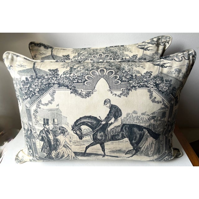 Kravet "Gladiateur" Equestrian Toile Pillows-a Pair For Sale - Image 9 of 9