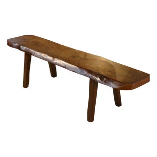 Brutalist Elm Bench from Aranjou, 1950s For Sale