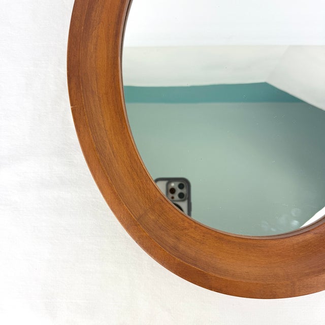 1970’s Tell City Wood Framed Oval Mirror For Sale - Image 4 of 12