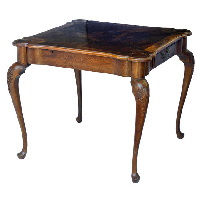 French Vintage Wooden Game Table W/2 Drawers For Sale - Image 3 of 7
