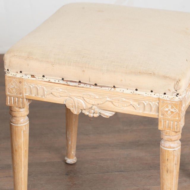 Wood Pair Early 20th Century Swedish Pine Taboret Stools With Egg and Dart Carving For Sale - Image 7 of 14