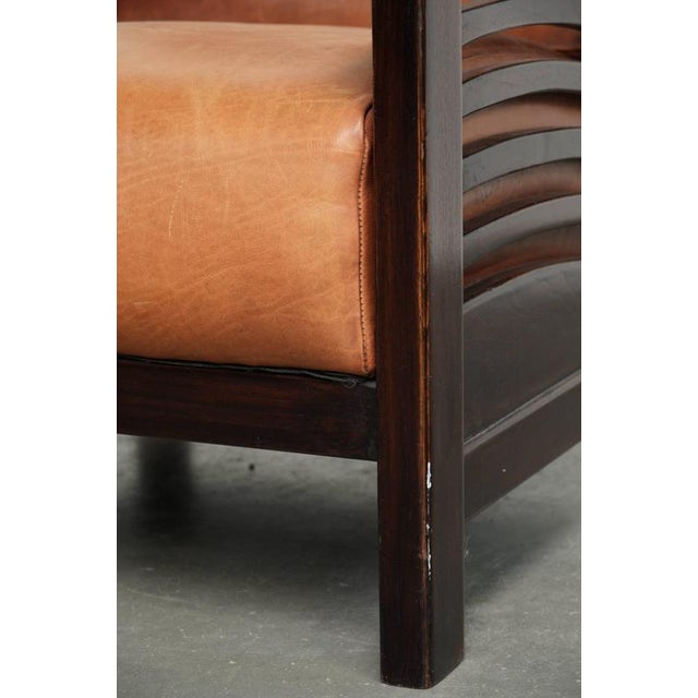 Art Deco Cognac Colored Cowhide Armchair For Sale - Image 12 of 13