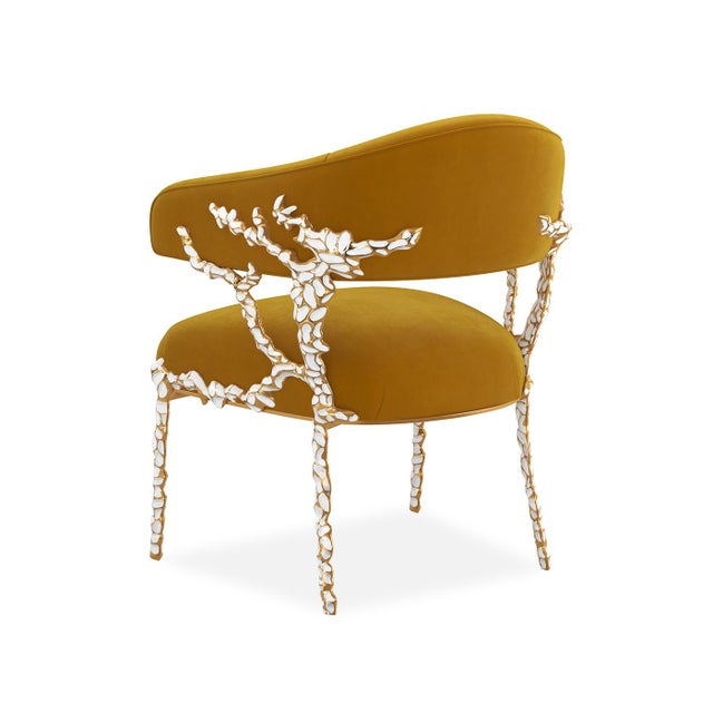 Mid-Century Modern Modern Chair in Gold Velvet For Sale - Image 3 of 6