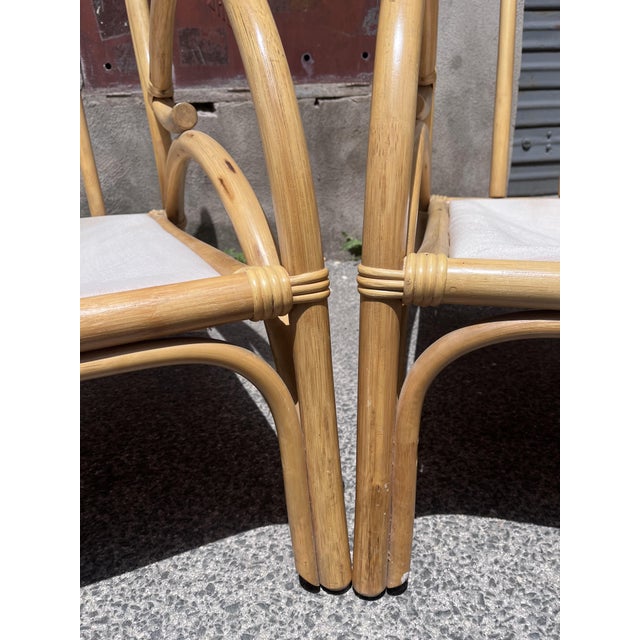 Large Vintage Italian Bamboo Armchairs with Floral Cushions, 1970s, Set of 2 For Sale - Image 4 of 8