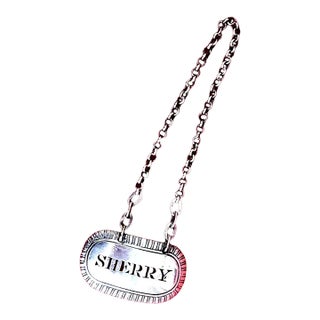 Mid 19th Century Sterling Silver Sherry Decanter Tag by Thomas Edwards For Sale