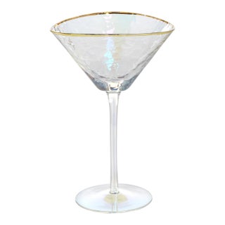 Aperitivo Triangular Martini Glass- Luster w/ Gold Rim, Set of 4 For Sale