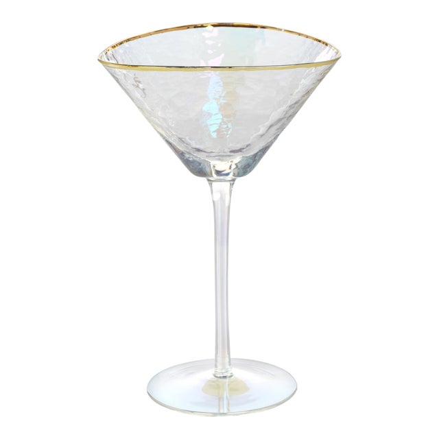 Aperitivo Triangular Martini Glass- Luster w/ Gold Rim, Set of 4 For Sale
