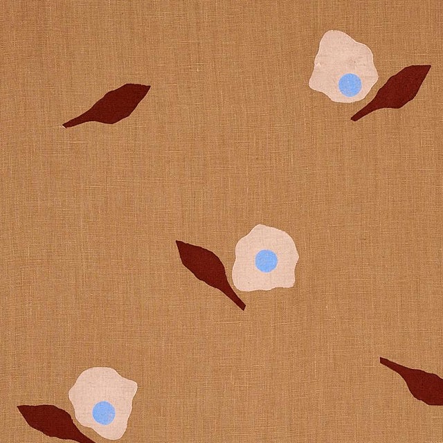 Mid-Century Modern Schumacher X Caroline Z Hurley Aquinnah Hand Block Fabric in Camel For Sale - Image 3 of 4