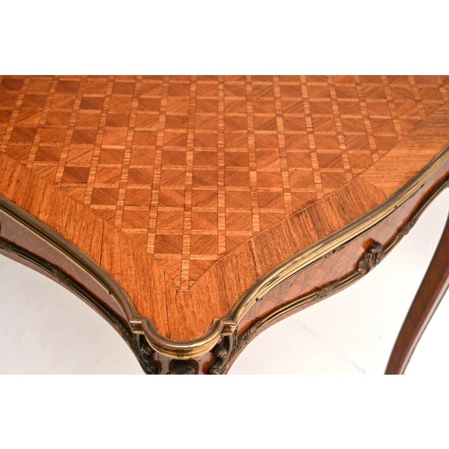 Brown Antique French Inlaid Bureau Plat Desk, 1890 For Sale - Image 8 of 11