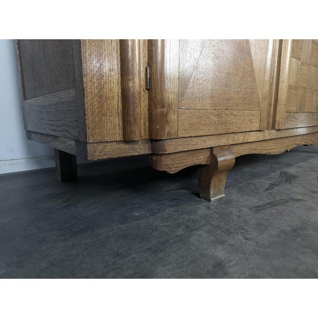 Art Deco Oak Sideboard with Checkerboard Marquetry, 1940s For Sale - Image 9 of 12