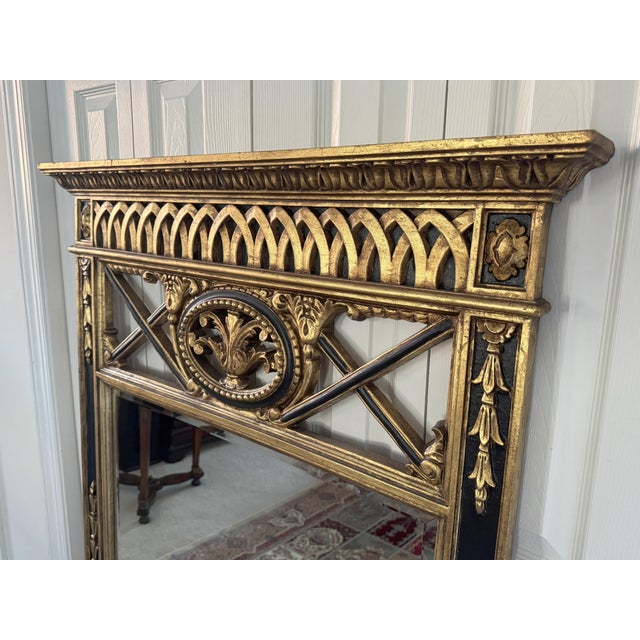 Vintage 1980s Neoclassical Beveled Mirror: Giltwood & Metal, Carved Urn & Swag For Sale - Image 14 of 18