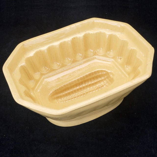 American 1900s Yellow Ware Food Mold With Corn Design For Sale - Image 3 of 7