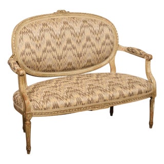 French Louis XVI Style Painted Settee For Sale